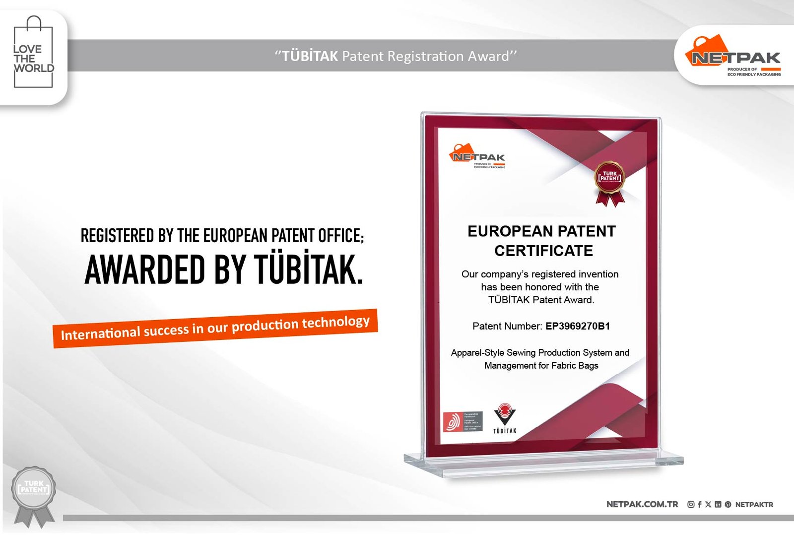 EPO Patented & TÜBİTAK Awarded: Global Success