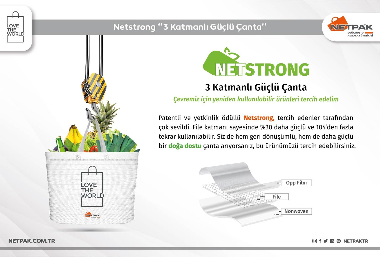 Netstrong 3 Katmanlı Güçlü Çanta