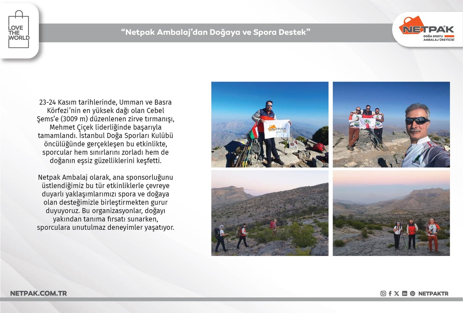 Netpak Ambalaj’dan Doğaya ve Spora Destek