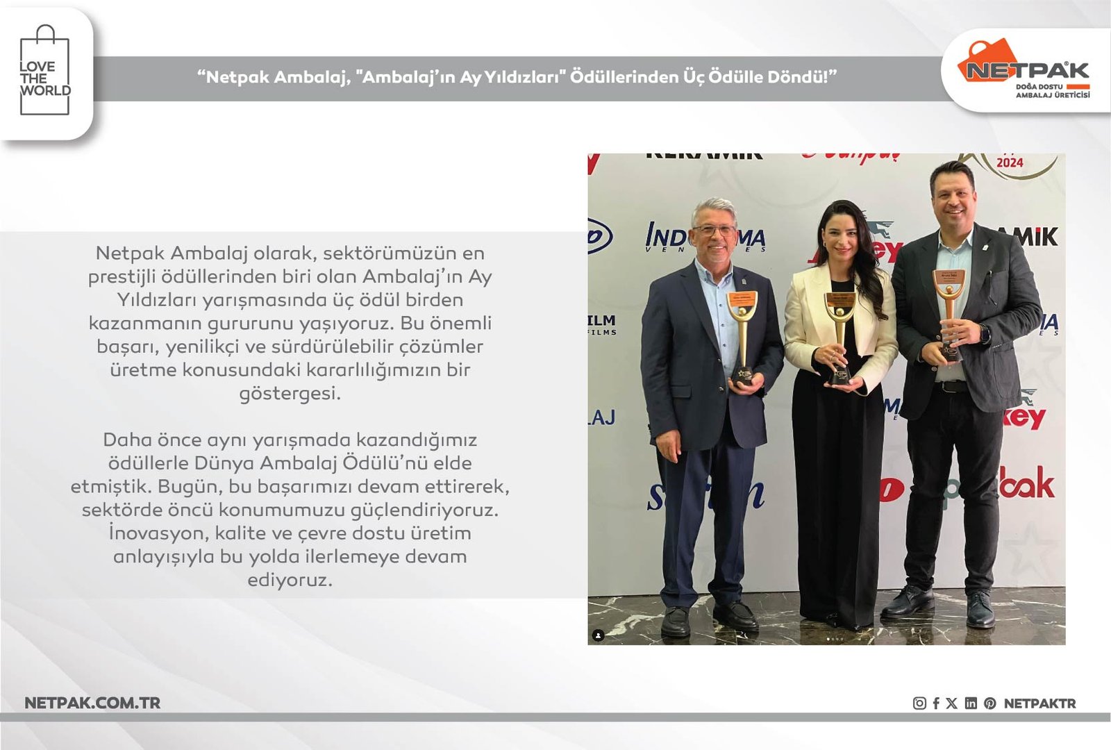 Netpak Ambalaj, "Ambalaj’ın Ay Yıldızları" Ödüllerinden Üç Ödülle Döndü!